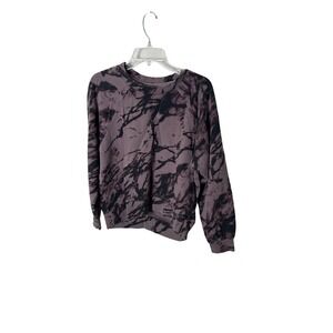 Zella Women Tie Dye Crewneck Sweatshirt Long Sleeve Pullover Purple Black Medium